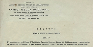 Istituto Javotte Manca di Villahermosa – Associazione Amici  della Bocconi – Statuto, 1957 330x166